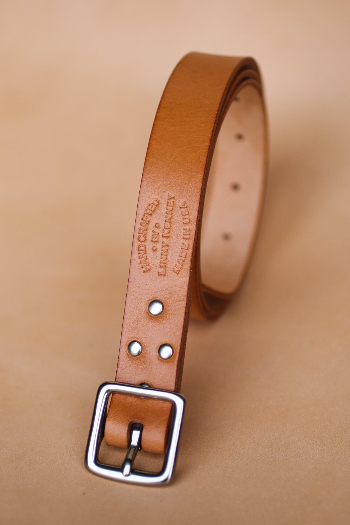 Natural Italian Leather Skinny Belt