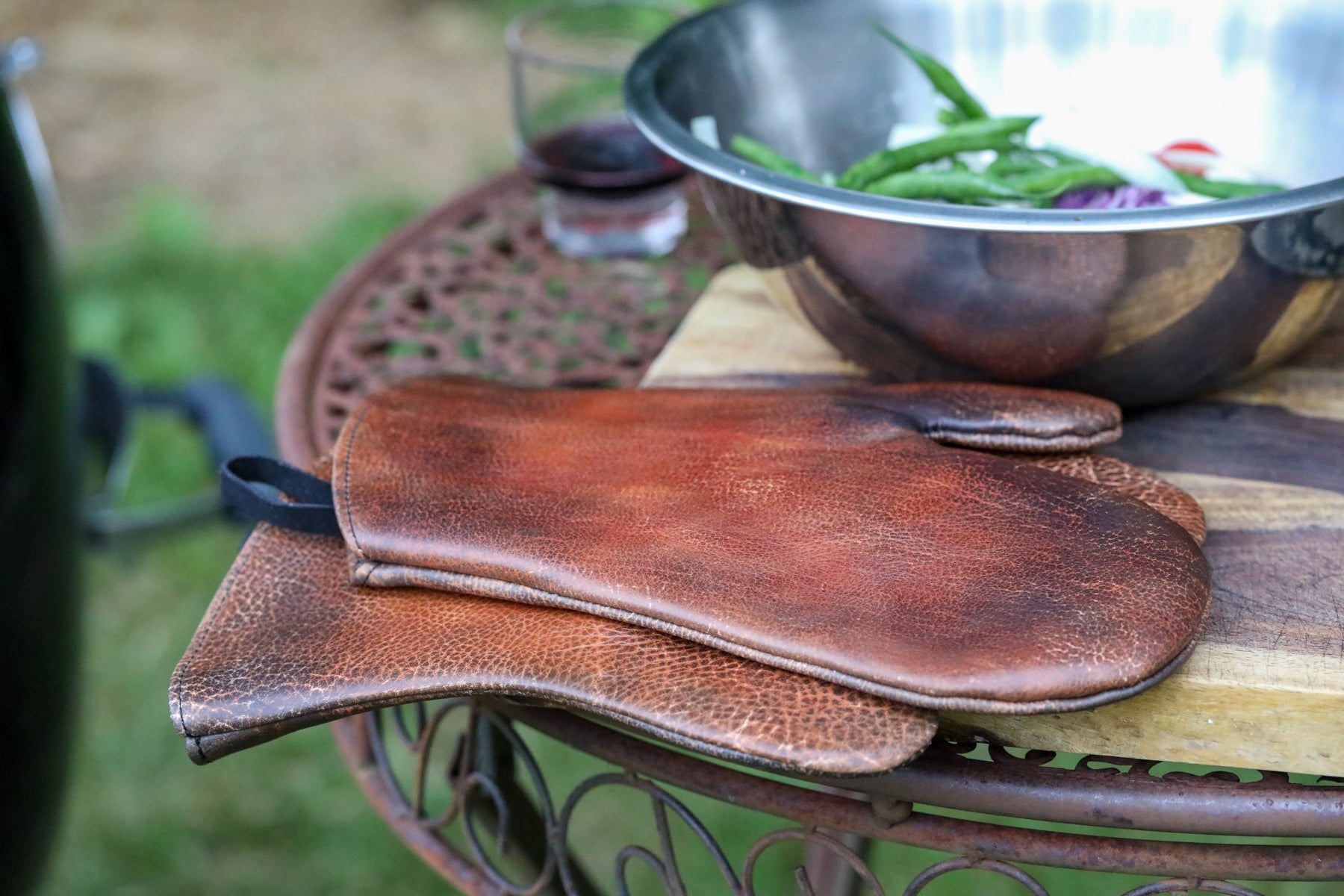 Natural Leather Oven Mitts Old Timber Signature Stain READY TO SHIP