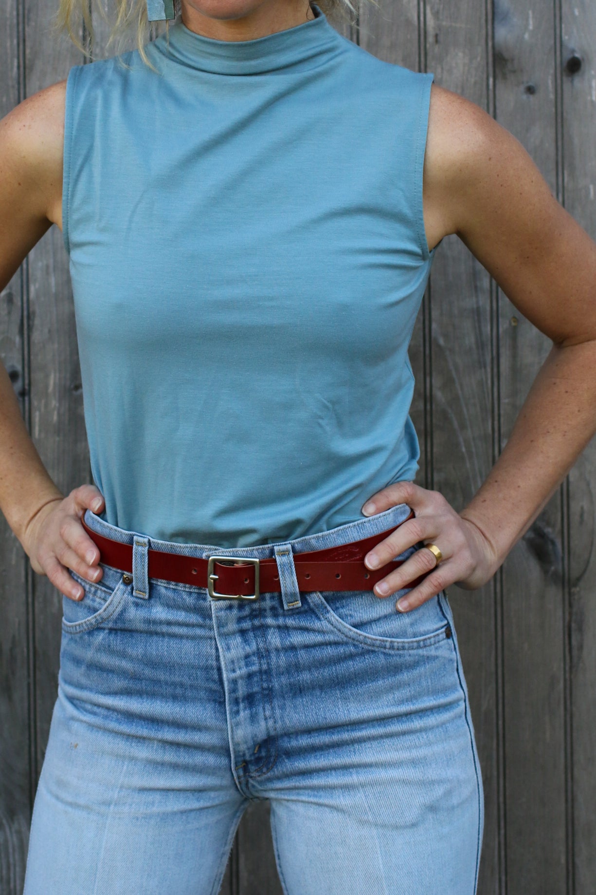 red leather belt handmade