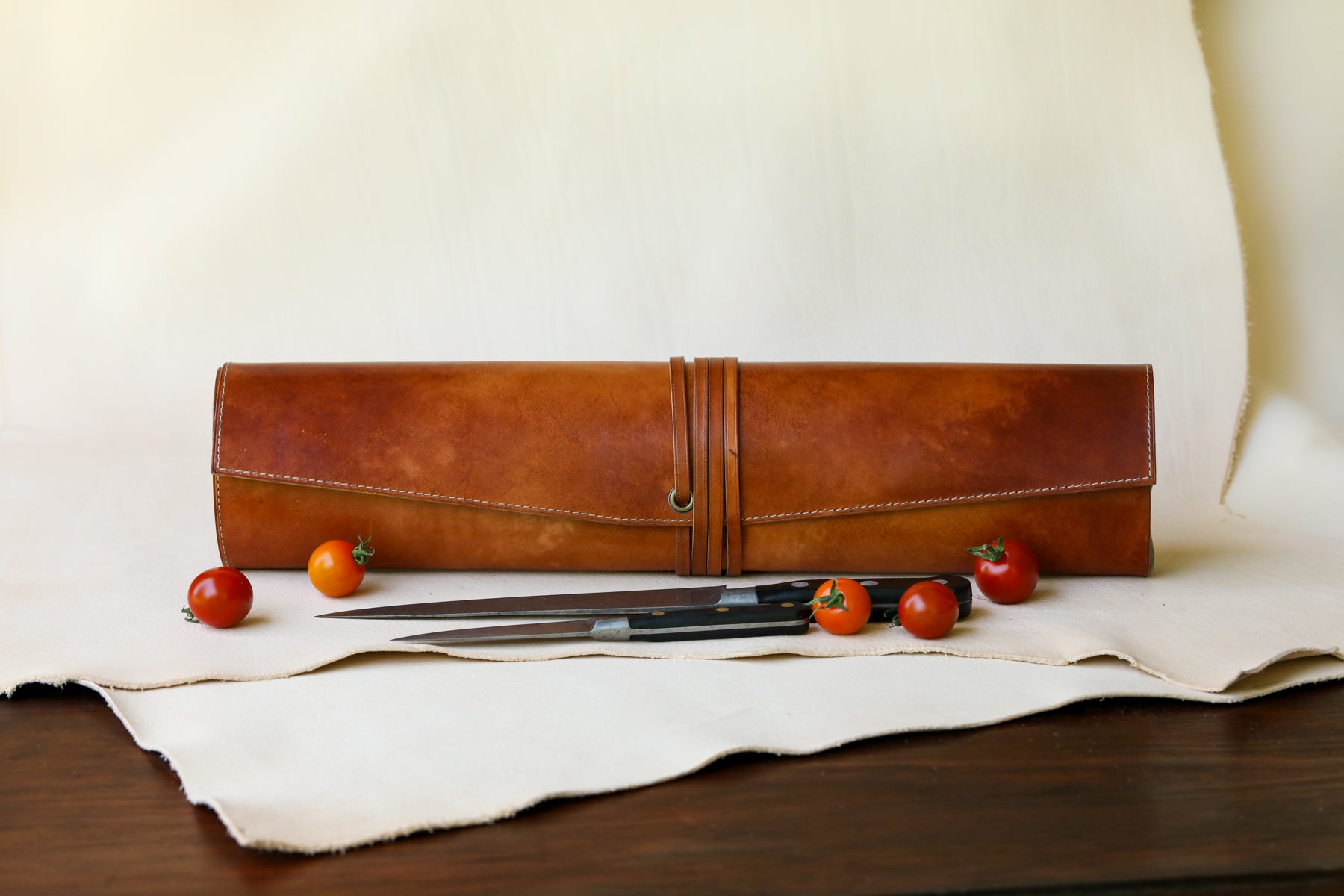 Timber 5-slot Italian Leather Knife Roll - Ready To Ship.