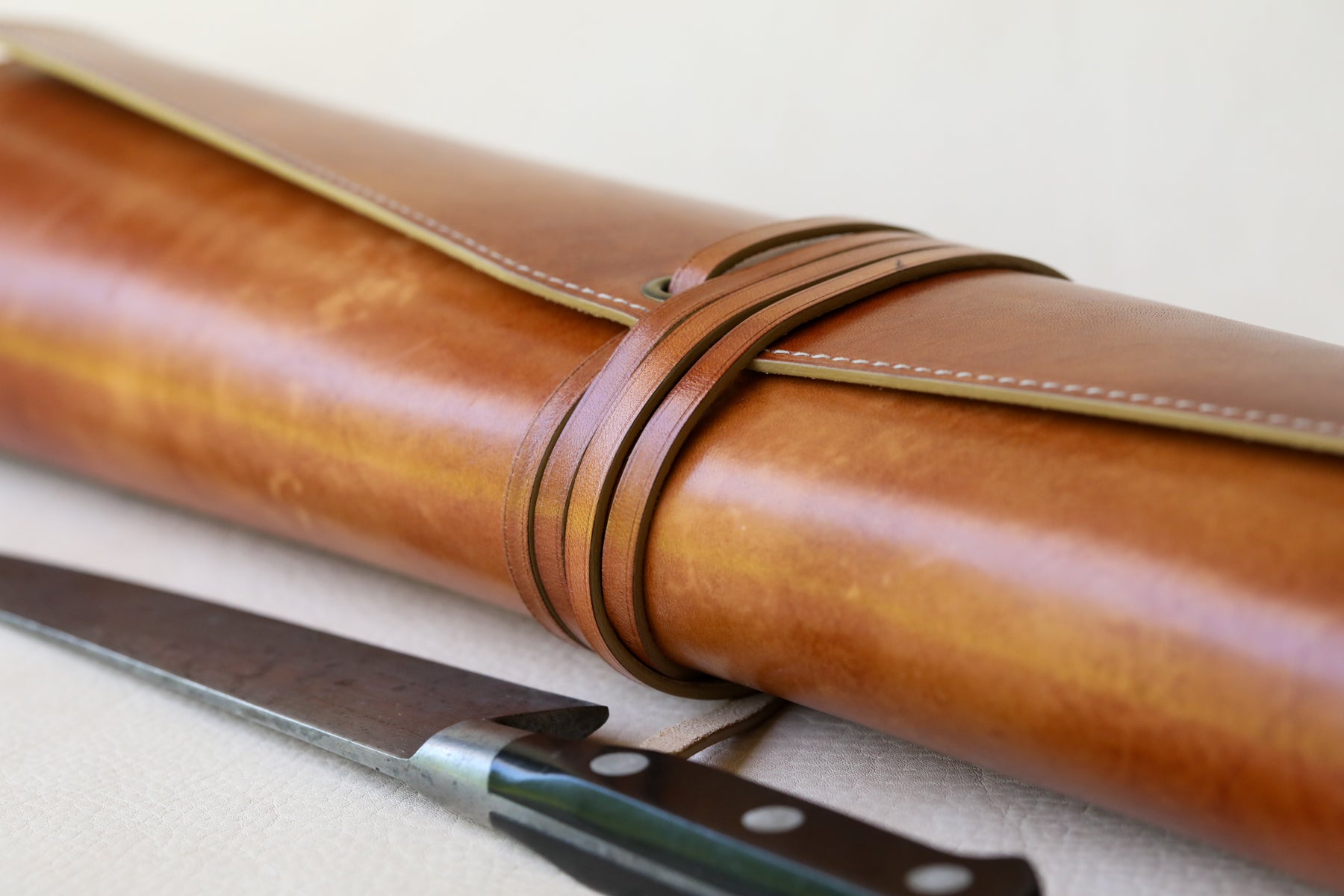 Timber 5-slot Italian Leather Knife Roll - Ready To Ship.