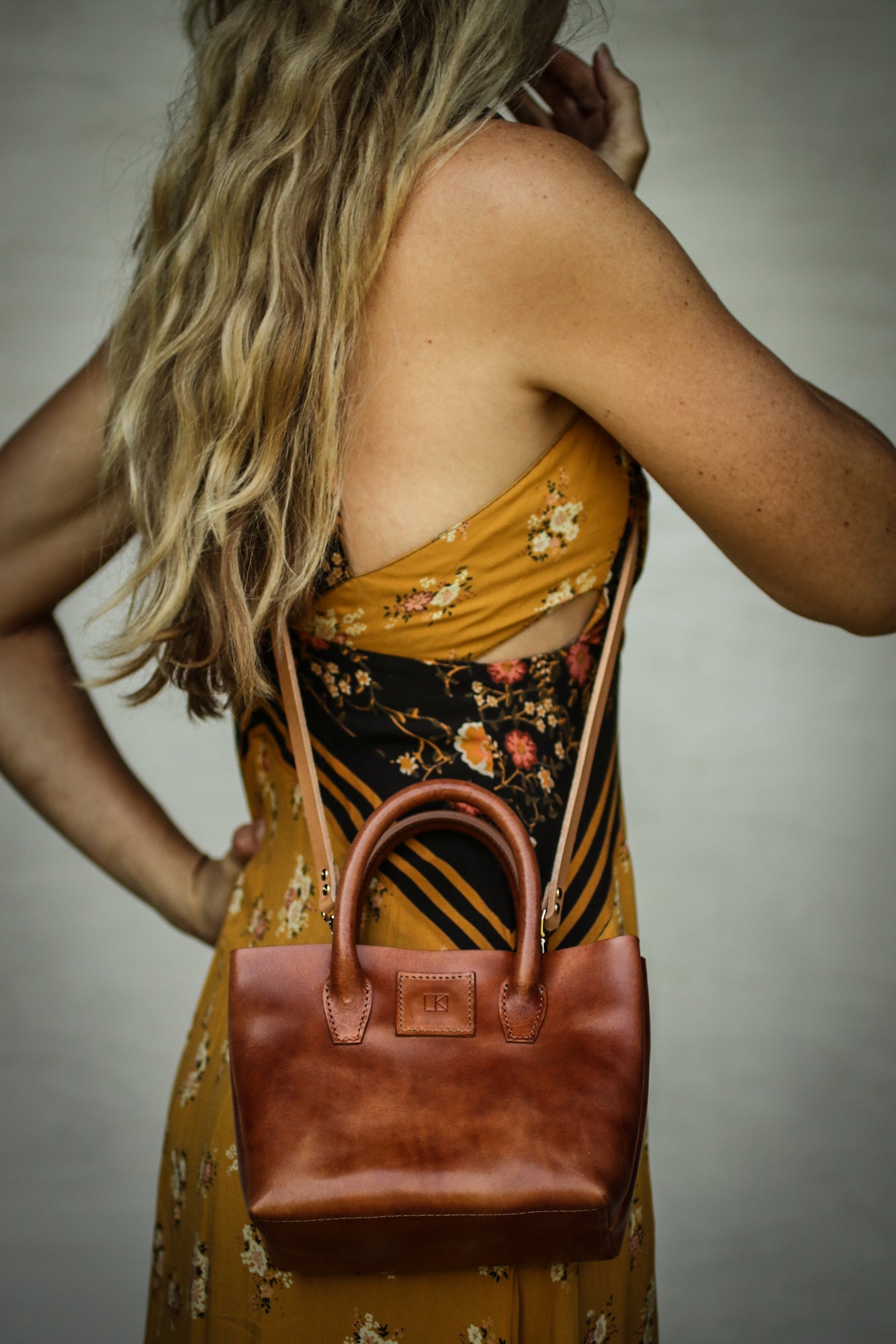 brown leather mini tote