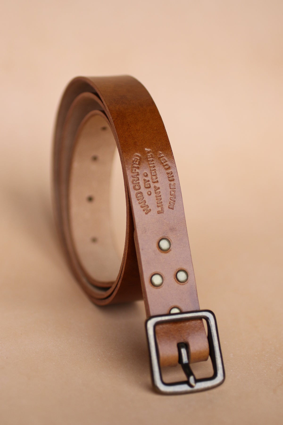 Brown Italian Leather Skinny Belt